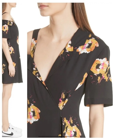 A.L.C | Lucia Mini Dress Floral Black & Saffron 4 - Picture 11 of 13